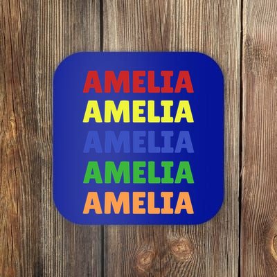 Amelia Colorful Name Stack Pride In Your Name Gift Coaster