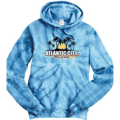 Atlantic City New Jersey Retro Surfing Board Tie Dye Hoodie