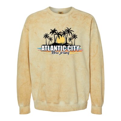 Atlantic City New Jersey Retro Surfing Board Colorblast Crewneck Sweatshirt