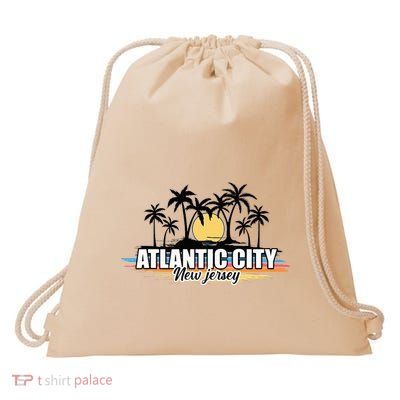 Atlantic City New Jersey Retro Surfing Board Drawstring Bag