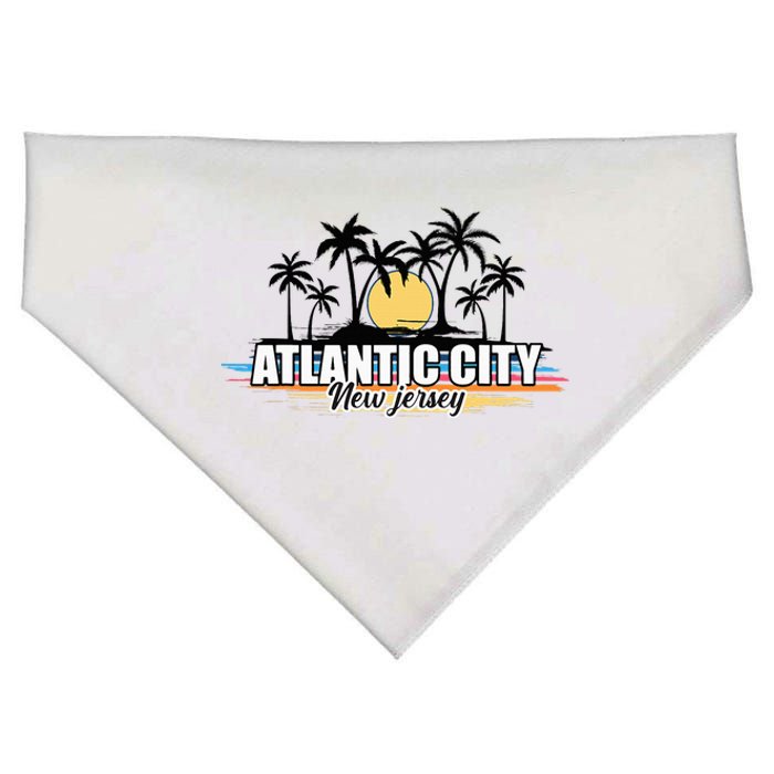 Atlantic City New Jersey Retro Surfing Board USA-Made Doggie Bandana