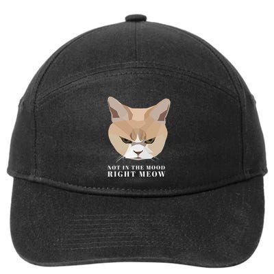 Angry Cat Not In The Mood Right Meow 7-Panel Snapback Hat