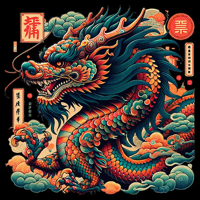 Animated Chinese New Year Dragon 2024  Drawstring Bag