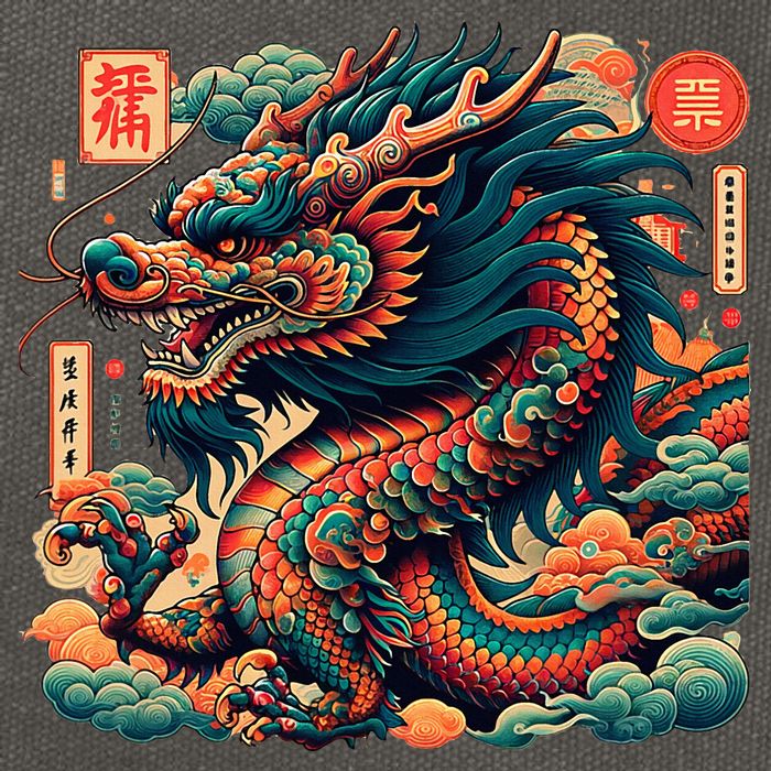 Animated Chinese New Year Dragon 2024  Cotton Canvas Backpack