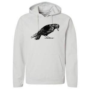 Antique Crow or Raven Performance Fleece Hoodie