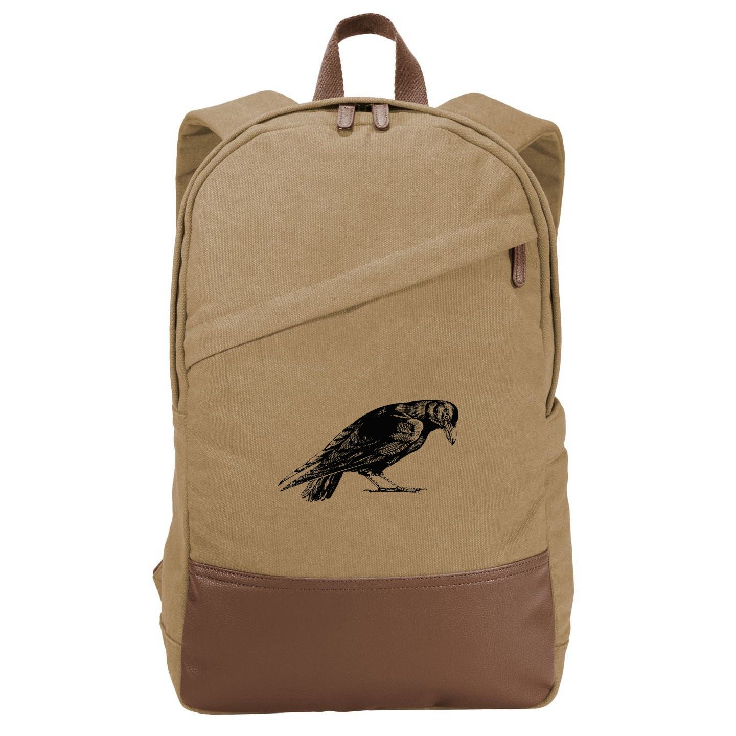 Antique Crow or Raven Cotton Canvas Backpack