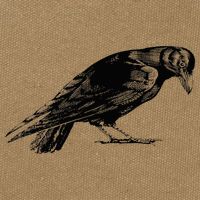 Antique Crow or Raven Cotton Canvas Backpack