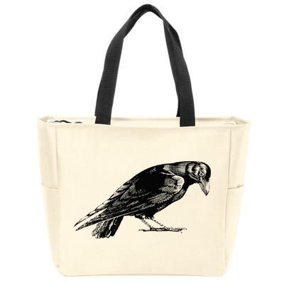 Antique Crow or Raven Zip Tote Bag