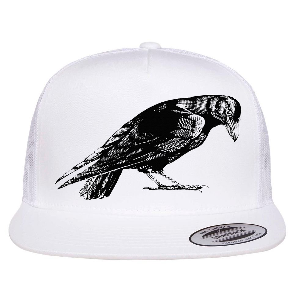 Antique Crow or Raven Flat Bill Trucker Hat