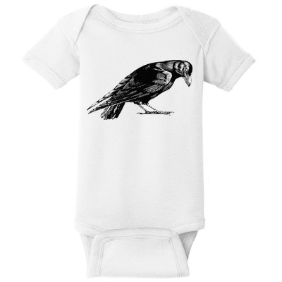 Antique Crow or Raven Baby Bodysuit