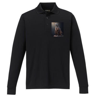 Aesthetic Cool Otter Design Aesthetic Cool Art Otter Gift Performance Long Sleeve Polo