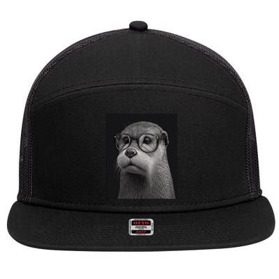 Aesthetic Cool Otter Head Cool Otter With Sunglasses Gift 7 Panel Mesh Trucker Snapback Hat