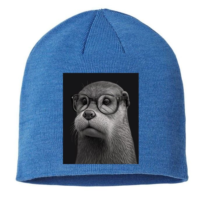 Aesthetic Cool Otter Head Cool Otter With Sunglasses Gift Sustainable Beanie