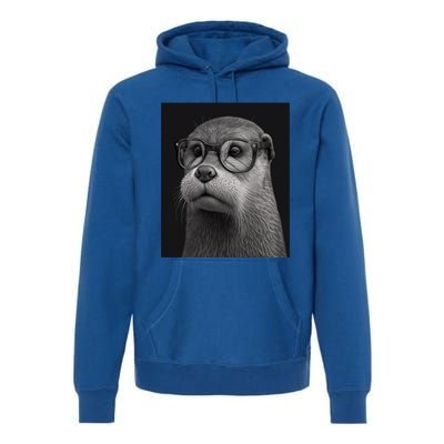 Aesthetic Cool Otter Head Cool Otter With Sunglasses Gift Premium Hoodie