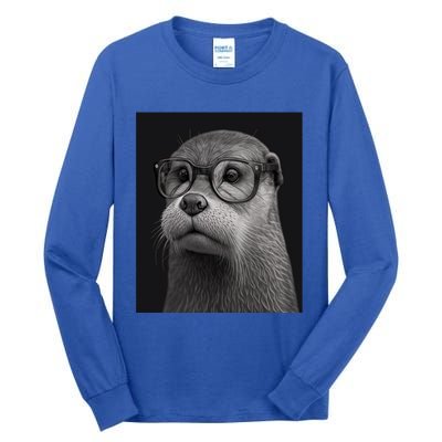 Aesthetic Cool Otter Head Cool Otter With Sunglasses Gift Tall Long Sleeve T-Shirt