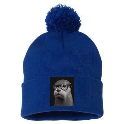 Aesthetic Cool Otter Head Cool Otter With Sunglasses Gift Pom Pom 12in Knit Beanie