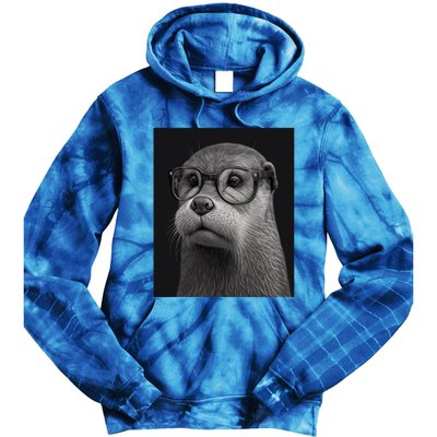 Aesthetic Cool Otter Head Cool Otter With Sunglasses Gift Tie Dye Hoodie