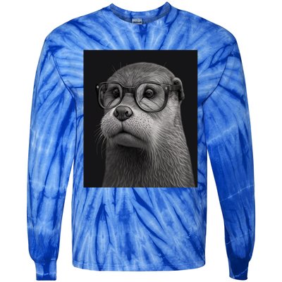 Aesthetic Cool Otter Head Cool Otter With Sunglasses Gift Tie-Dye Long Sleeve Shirt