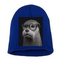 Aesthetic Cool Otter Head Cool Otter With Sunglasses Gift Short Acrylic Beanie