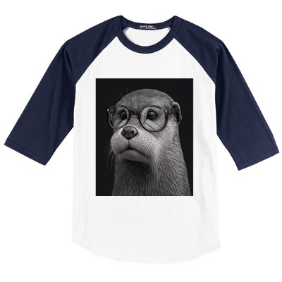 Aesthetic Cool Otter Head Cool Otter With Sunglasses Gift Baseball Sleeve Shirt