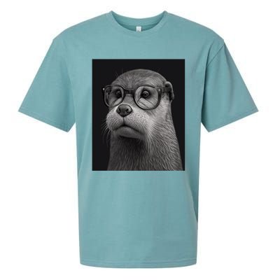 Aesthetic Cool Otter Head Cool Otter With Sunglasses Gift Sueded Cloud Jersey T-Shirt