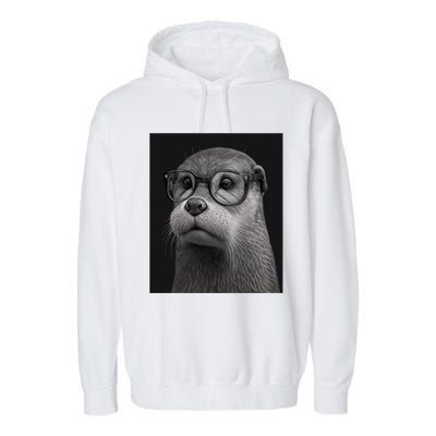 Aesthetic Cool Otter Head Cool Otter With Sunglasses Gift Garment-Dyed Fleece Hoodie