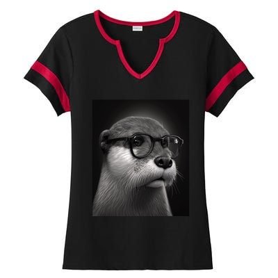 Aesthetic Cool Otter Head Cool Otter With Sunglasses Meaningful Gift Ladies Halftime Notch Neck Tee