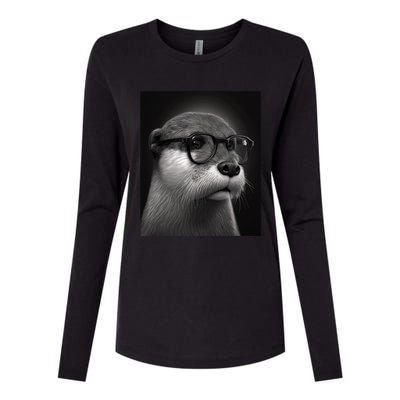 Aesthetic Cool Otter Head Cool Otter With Sunglasses Meaningful Gift Womens Cotton Relaxed Long Sleeve T-Shirt