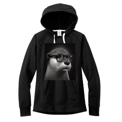 Aesthetic Cool Otter Head Cool Otter With Sunglasses Meaningful Gift Women's Fleece Hoodie