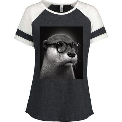 Aesthetic Cool Otter Head Cool Otter With Sunglasses Meaningful Gift Enza Ladies Jersey Colorblock Tee