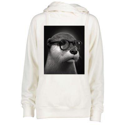 Aesthetic Cool Otter Head Cool Otter With Sunglasses Meaningful Gift Womens Funnel Neck Pullover Hood