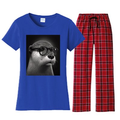 Aesthetic Cool Otter Head Cool Otter With Sunglasses Meaningful Gift Women's Flannel Pajama Set