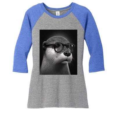 Aesthetic Cool Otter Head Cool Otter With Sunglasses Meaningful Gift Women's Tri-Blend 3/4-Sleeve Raglan Shirt