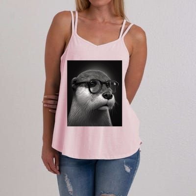 Aesthetic Cool Otter Head Cool Otter With Sunglasses Meaningful Gift Women's Strappy Tank