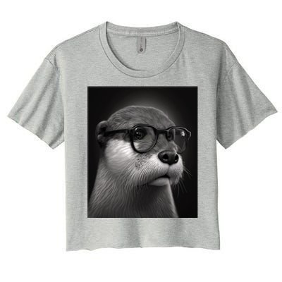 Aesthetic Cool Otter Head Cool Otter With Sunglasses Meaningful Gift Women's Crop Top Tee