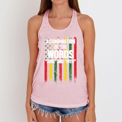 A Combination Of The Words June And 19th Junenth Gift Women's Knotted Racerback Tank