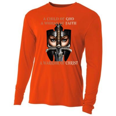 A Child Of God A Woman Of Faith A Warrior Of Christ Cooling Performance Long Sleeve Crew