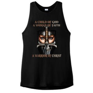 A Child Of God A Woman Of Faith A Warrior Of Christ Ladies PosiCharge Tri-Blend Wicking Tank