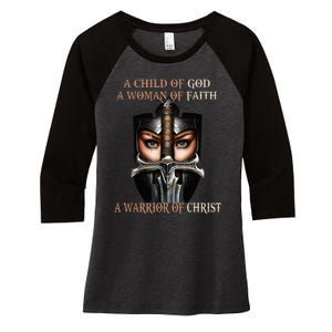 A Child Of God A Woman Of Faith A Warrior Of Christ Women's Tri-Blend 3/4-Sleeve Raglan Shirt