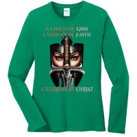 A Child Of God A Woman Of Faith A Warrior Of Christ Ladies Long Sleeve Shirt