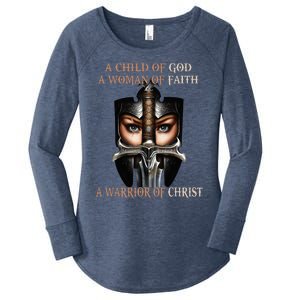 A Child Of God A Woman Of Faith A Warrior Of Christ Women's Perfect Tri Tunic Long Sleeve Shirt