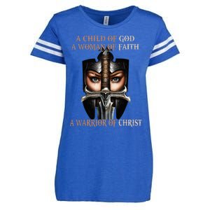 A Child Of God A Woman Of Faith A Warrior Of Christ Enza Ladies Jersey Football T-Shirt