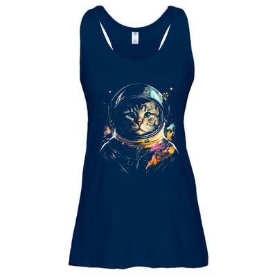 Astronaut Cat Or Funny Space Cat On Galaxy Cat Lover Day Ladies Essential Flowy Tank