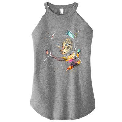 Astronaut Cat Or Funny Space Cat On Galaxy Cat Lover Day Women’s Perfect Tri Rocker Tank