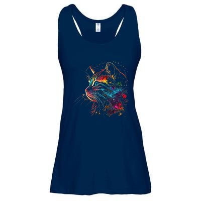 Astronaut Cat Or Funny Space Cat On Galaxy Cat Lover Gift Ladies Essential Flowy Tank