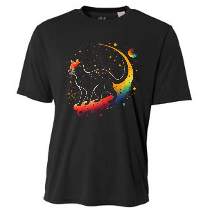 Astronaut Cat or Funny Galaxy Cat on Space Cat Lover Cooling Performance Crew T-Shirt