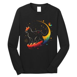 Astronaut Cat or Funny Galaxy Cat on Space Cat Lover Long Sleeve Shirt