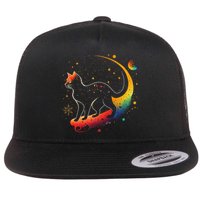 Astronaut Cat or Funny Galaxy Cat on Space Cat Lover Flat Bill Trucker Hat