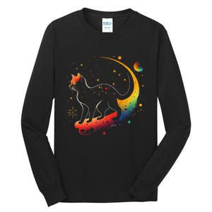 Astronaut Cat or Funny Galaxy Cat on Space Cat Lover Tall Long Sleeve T-Shirt