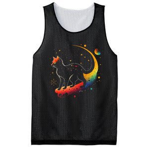 Astronaut Cat or Funny Galaxy Cat on Space Cat Lover Mesh Reversible Basketball Jersey Tank